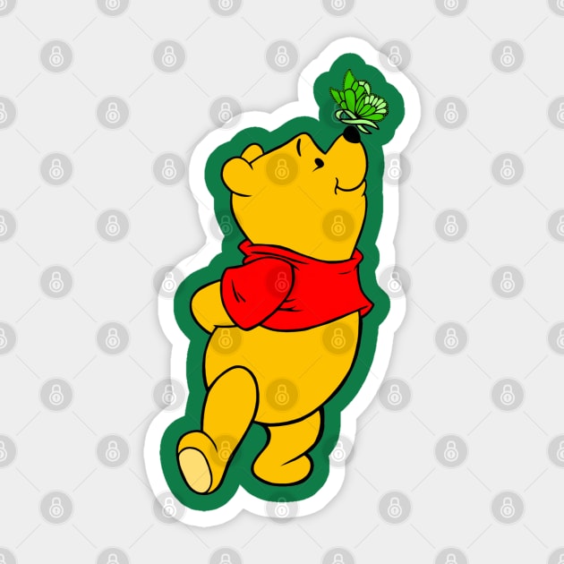 Yellow Bear with Awareness Ribbon Butterfly (Green) Sticker by CaitlynConnor